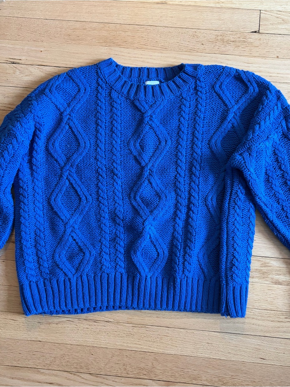 Princess Polly Bold Cable Knit Crewneck Sweater - Cobalt Blue